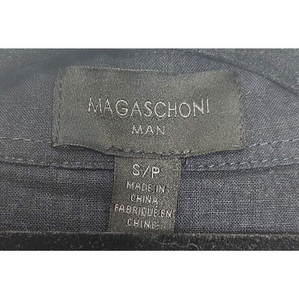 Magaschoni Man Shirt Mens Small Navy Linen Palm Print Short Sleeve Button Up Nwt - Picture 3 of 9